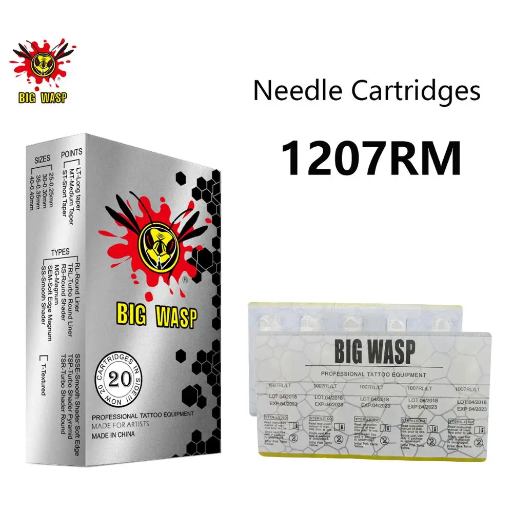 

Картриджи для тату-машинок и ручек BIGWASP 1207RM, № 12, стандартные (0,35 мм) 7 изогнутых, Magnum 7RM, 20 шт.