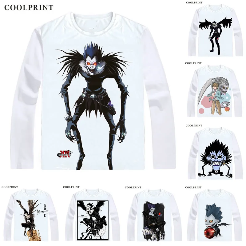 Рядом с Ryuk Matt Ryuku Shinigami футболка для мужчин с надписью «Death Note Desu Noto» Повседневная Винтажная футболка футболки с длинными рукавами и принтом