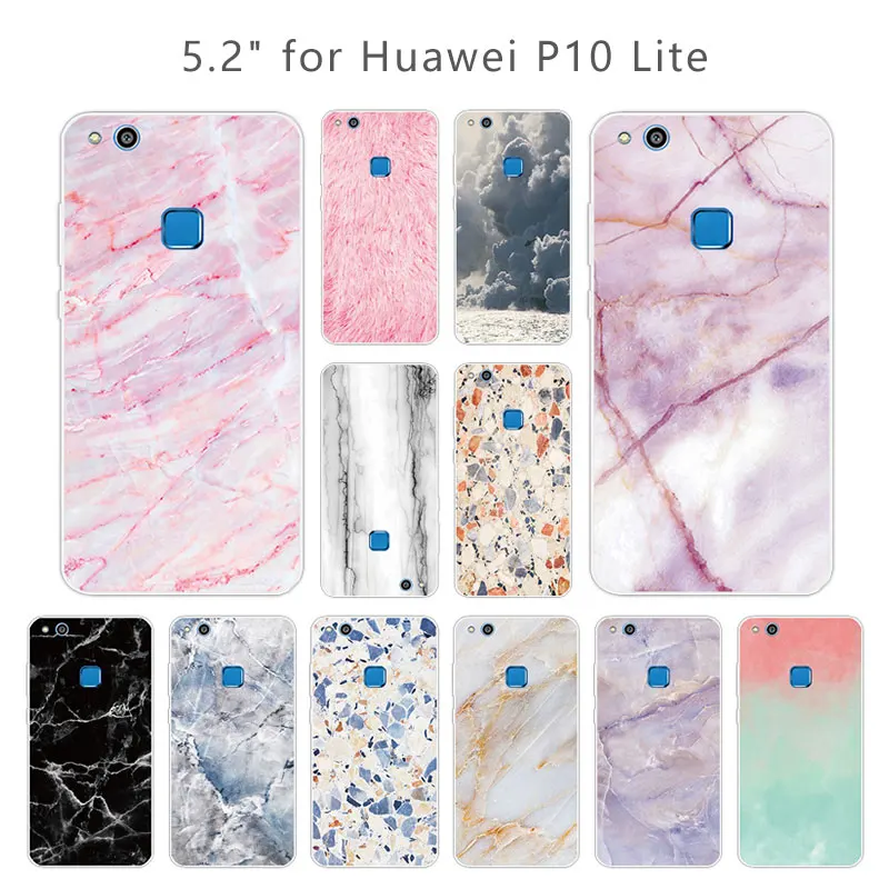 5 2-дюймовый чехол для Huawei P10 Lite силиконовый из ТПУ на заднюю панель с каменным