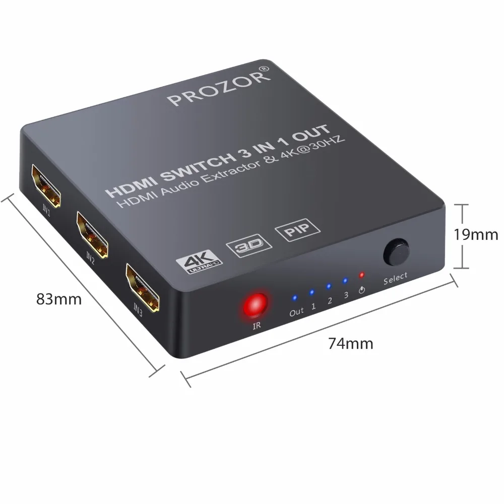 Коммутатор Prozor 4K 5x1 3x1 HDMI с функцией PIP 3D 1080P коммутатор с аудио экстрактором оптический Toslink SPDIF(5x1 без PIP