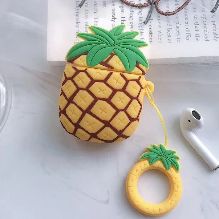 Прекрасный pine apple для airpods 3D защитный чехол для apple Беспроводная bluetooth-гарнитура защитная оболочка силиконовый мягкий чехол