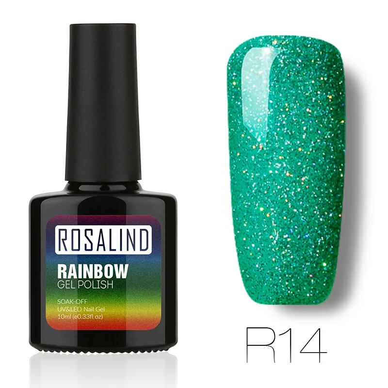 R14 ROSALIND гель 1S P+ черная бутылка 10 мл Радужный мерцающий R01-29 DIY живопись УФ светодиодный Гель-лак для ногтей Дизайн ногтей Полупостоянный - Цвет: R14