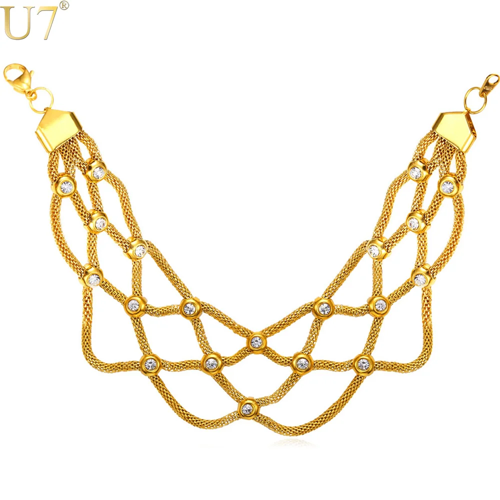 U7 Позолоченный/ Стальный Браслет Для Женщин Подарок Ювелирные Изделия Оптом