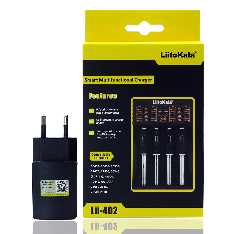 Зарядное устройство Liitokala Lii 402 100 18650 зарядное для аккумуляторов 1 2 в 3 7 85 В AA/AAA 26650