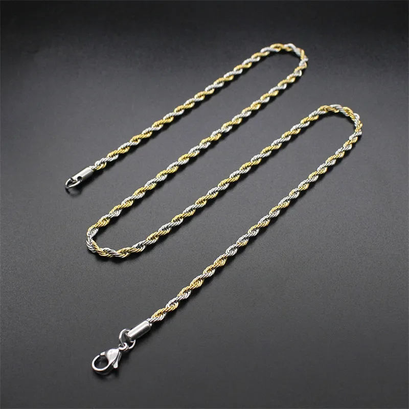 DoreenBeads Fashion Chain Necklace Black Gold Stainless Steel Braided Rope Link Concise Accessories For Men Jewelry 1 PC | Украшения и