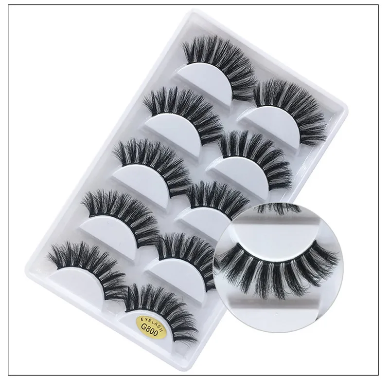 

5 pairs natural false eyelashes fake lashes long makeup 3d mink lashes eyelash extension mink eyelashes for beauty G800