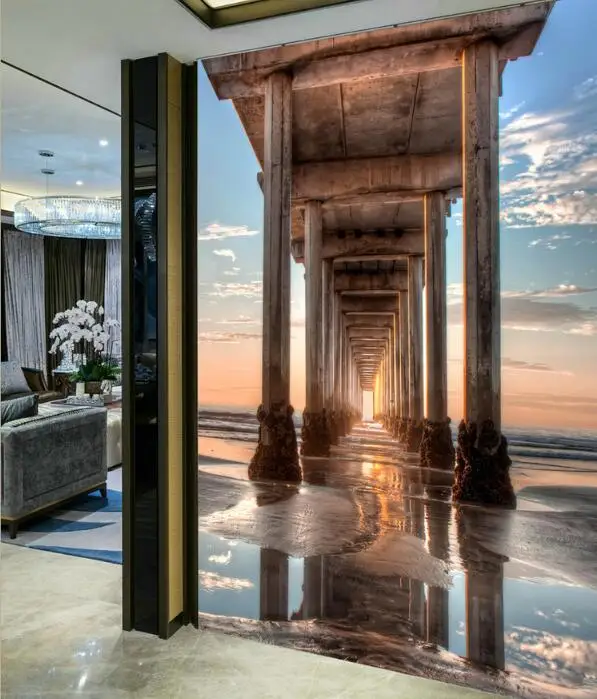 Бесплатная доставка 3D наклейка на дверь в морской коридор пейзаж для спальни