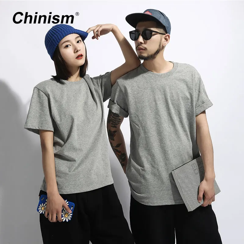 CHINISM классический чистый хлопок Круглый воротник Мужская футболка