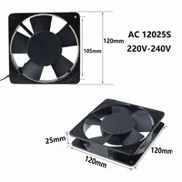 Gdstime 10 Pcs 220V 240V 12cm Two-Wire Without Connector 120x120x25mm AC Cooling Exhaust Industrial Fan 120mm 12025s 220 Volts