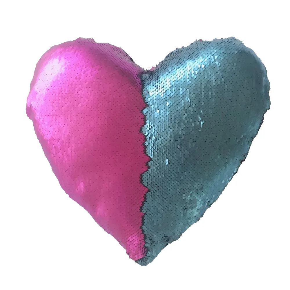purple blue Сердце Форма Sequin Подушка Чехол Русалка диванная подушка крышка, сделай сам, блестящие Двусторонняя Подушка Чехол Цвет изменение подушки Чехол Лидер продаж - Цвет: purple blue