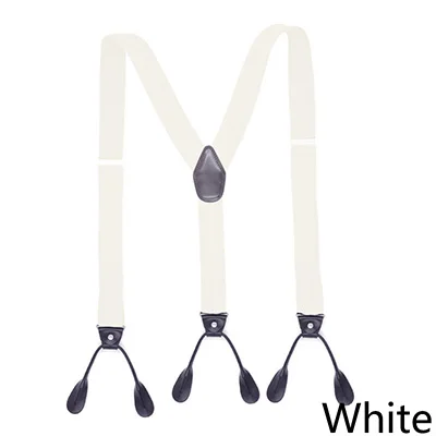 White Deepeel, 1 шт., 3,5*120 см, мужские подтяжки, повседневные, 6 зажимов, кнопки, ремень, высокое качество, для взрослых, кнопки, эластичная лента, подтяжки, аксессуары для костюма - Цвет: White