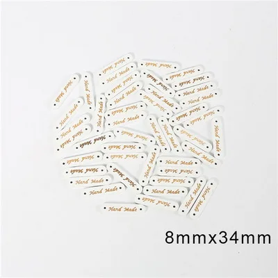 Style 5 50Pcs/lot mixed 4 Sizes Wooden Button "Hand Made" tags Wood Sewing Accessories For Clothes Handmade Scrapbooking Craft DIY - Цвет: Style 5