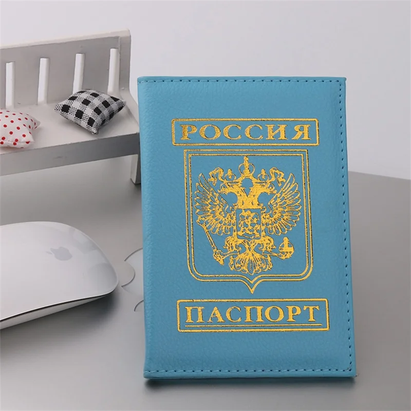 Sky blue Горячая Распродажа чехол держатель для паспорта для России Обложка для паспорта ID карта для документов Россия Держатель для паспорта чехол для авиа билета 10 цветов - Цвет: Sky blue