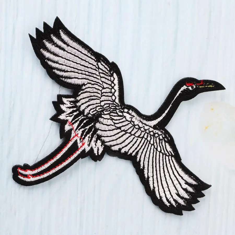 Кран Птица вышитые патч тканевая наклейка аппликация для рукоделия аксессуары