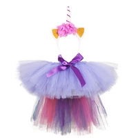 girls pettiskirt ramadan clothing kids pony unicorn tutu skirt with unicorn headband teens knee length birthday long tail skirts