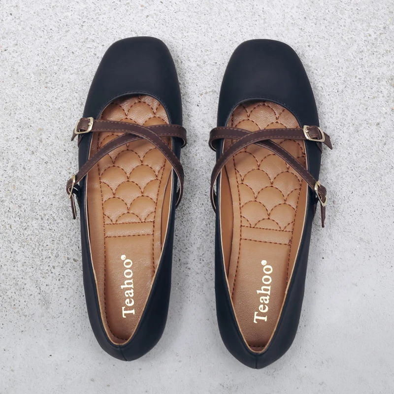 Teahoo/женские балетки на плоской подошве с квадратным носком и перекрестными
