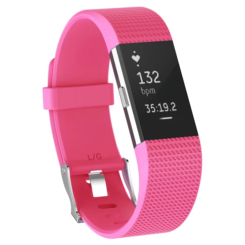 Rose Red Спортивные силиконовые петля для браслета FitBit Charge 2 ремешок для женщин мужчин Смарт часы браслет с металлической застежкой классические полосы для Charge2 - Цвет ремешка: Rose Red