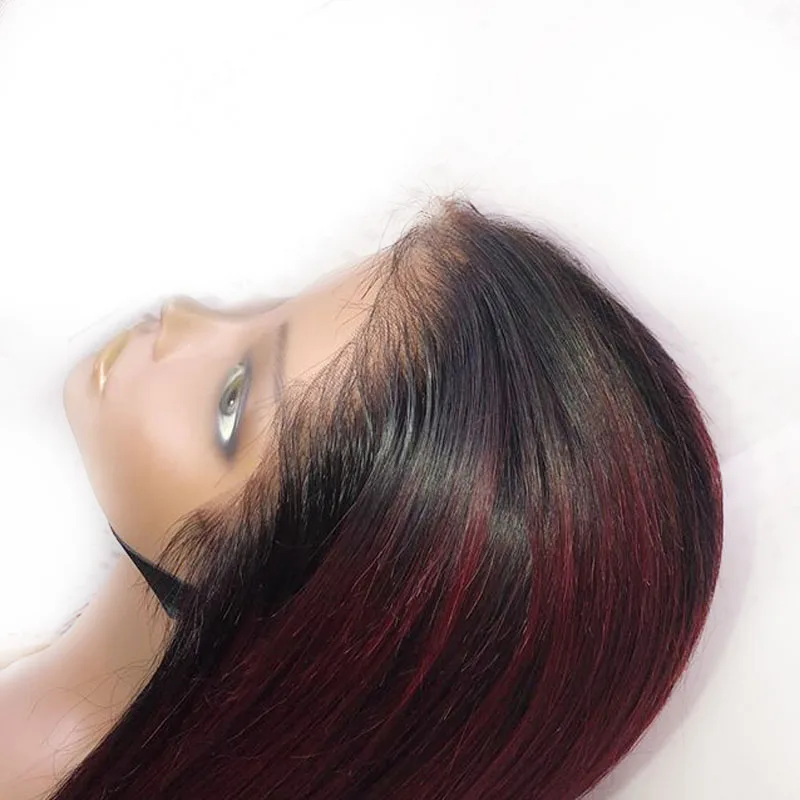 1B/Red Ombre 99J 13х6 кружевные фронтальные человеческие волосы парики с детскими