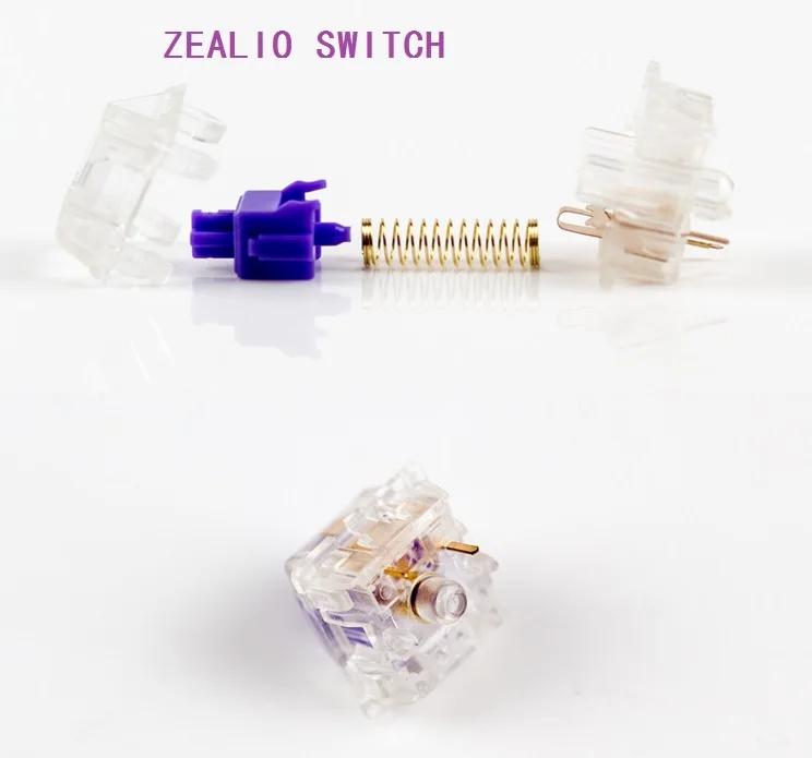 Zealio переключатели (тактильные) фиолетовый 62g 65g 67g 78g прозрачный корпус для