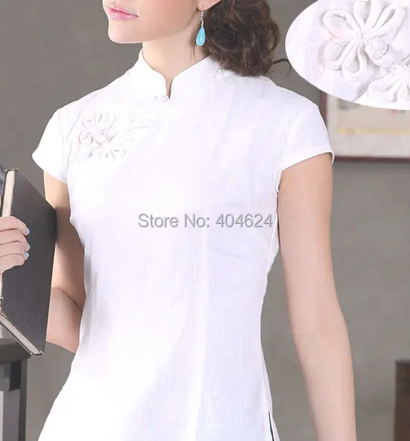 2015 короткий ципао/блузка лето китайский винтажный приталенный ципао женщины