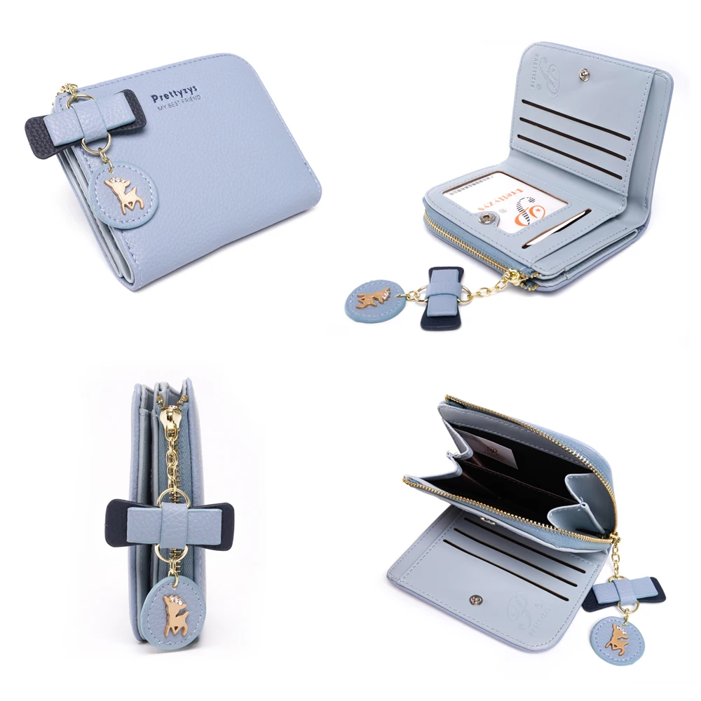Women's Wallet Purses Female Small Pendant Large Bag Card Holder Leather Deer Bow Carteria Multifunction Phone Change Coin Hasp | Багаж и