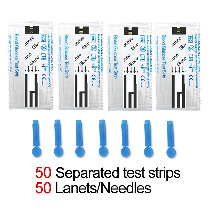50 test strips Sinocare Safe-Accu2 mg/dL mmol/L измеритель уровня глюкозы в крови тест er Kit глюкометр с тестовыми полосками скарификатор; сахар в крови монитор - Цвет: 50 test strips