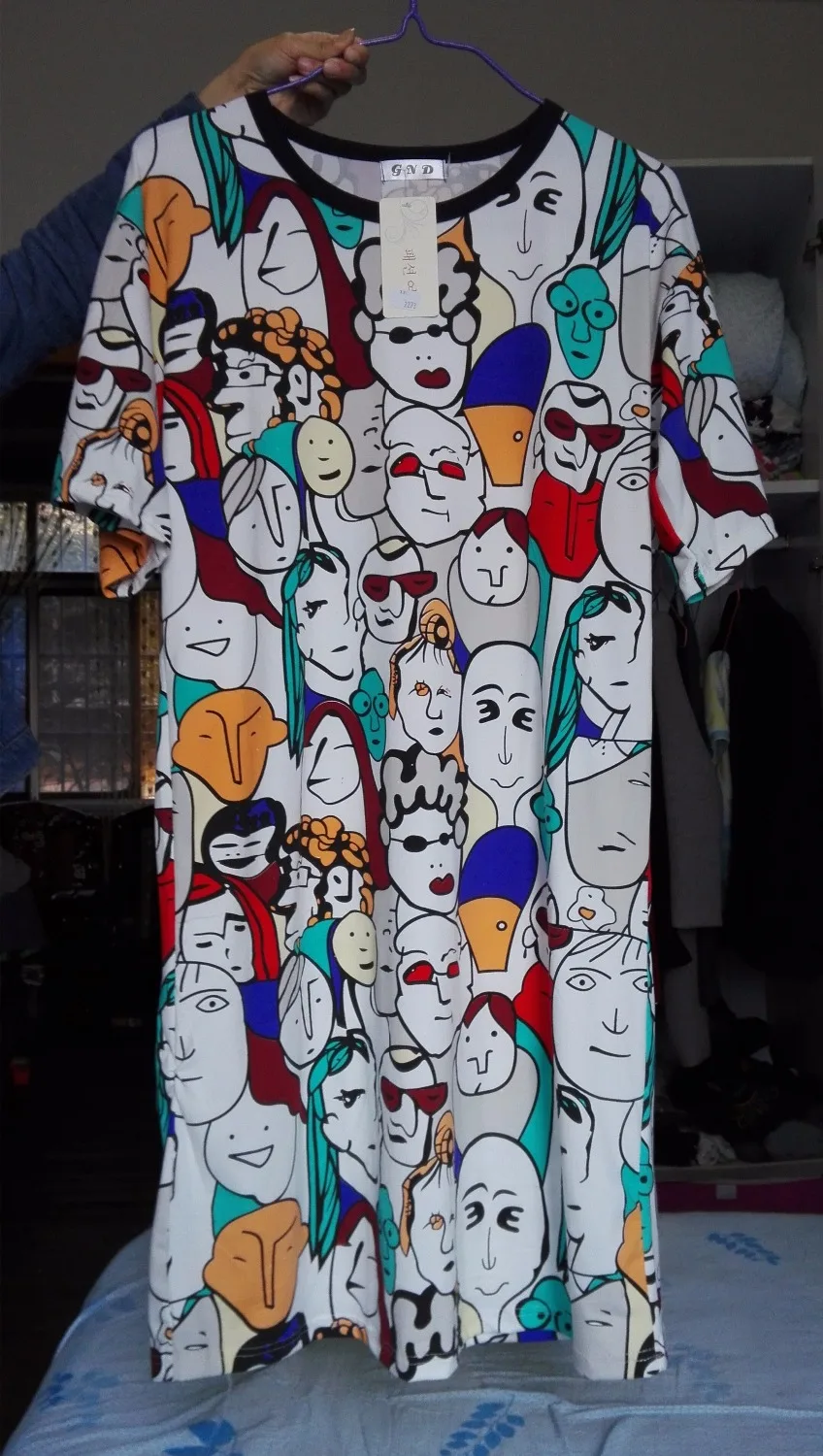 Новое хлопковое летнее платье 2020 vestidos с принтом персонажа свободная футболка для