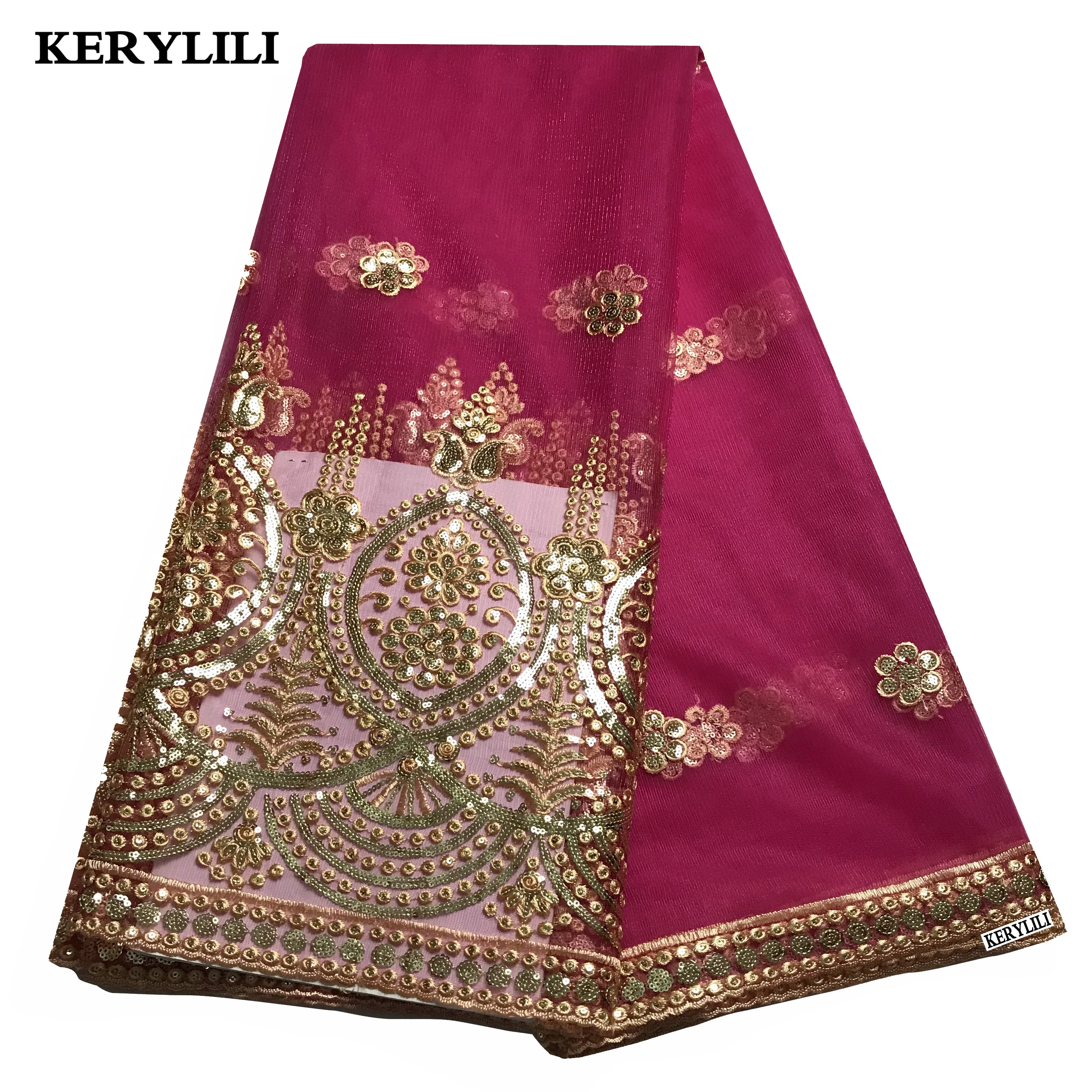 Новое поступление органза розовая африканская кружевная ткань с блестками