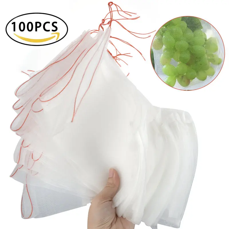 100pcs 20/100 шт. сад насекомых Барьерная Сеть защиты сумки семян растительного сумка-переноска для фруктов Москит, жук, насекомое барьер птицы сетки Защита от птиц - Цвет: 100pcs