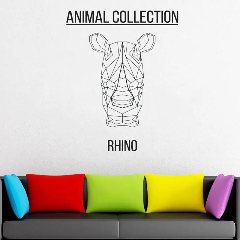 Геометрическая голова носорога виниловая наклейка животные аниме Наклейка на