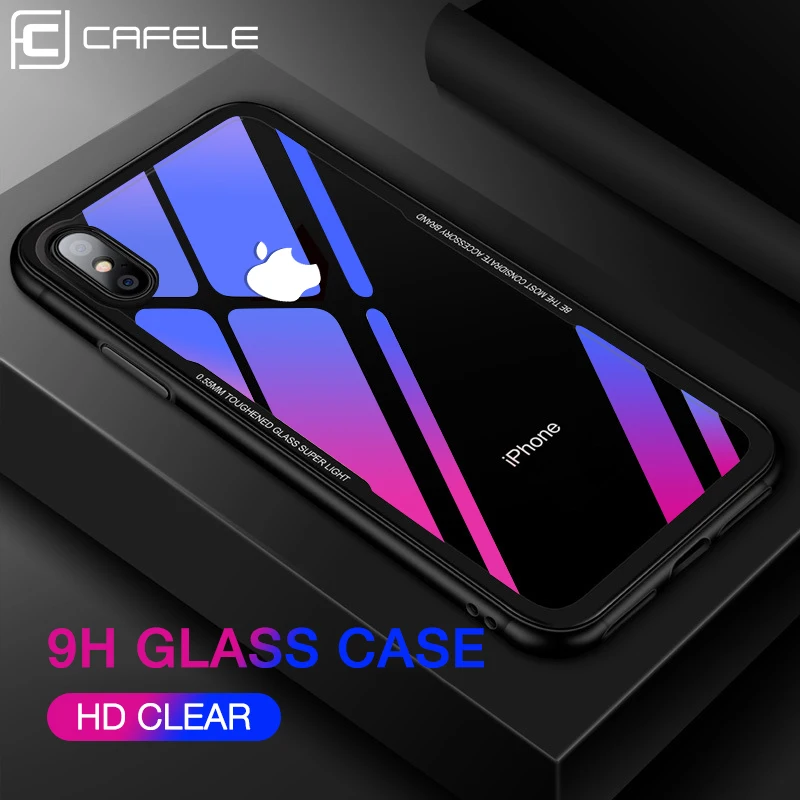 Стеклянный чехол Cafele для iPhone XS MAX роскошный модный прозрачный из закаленного