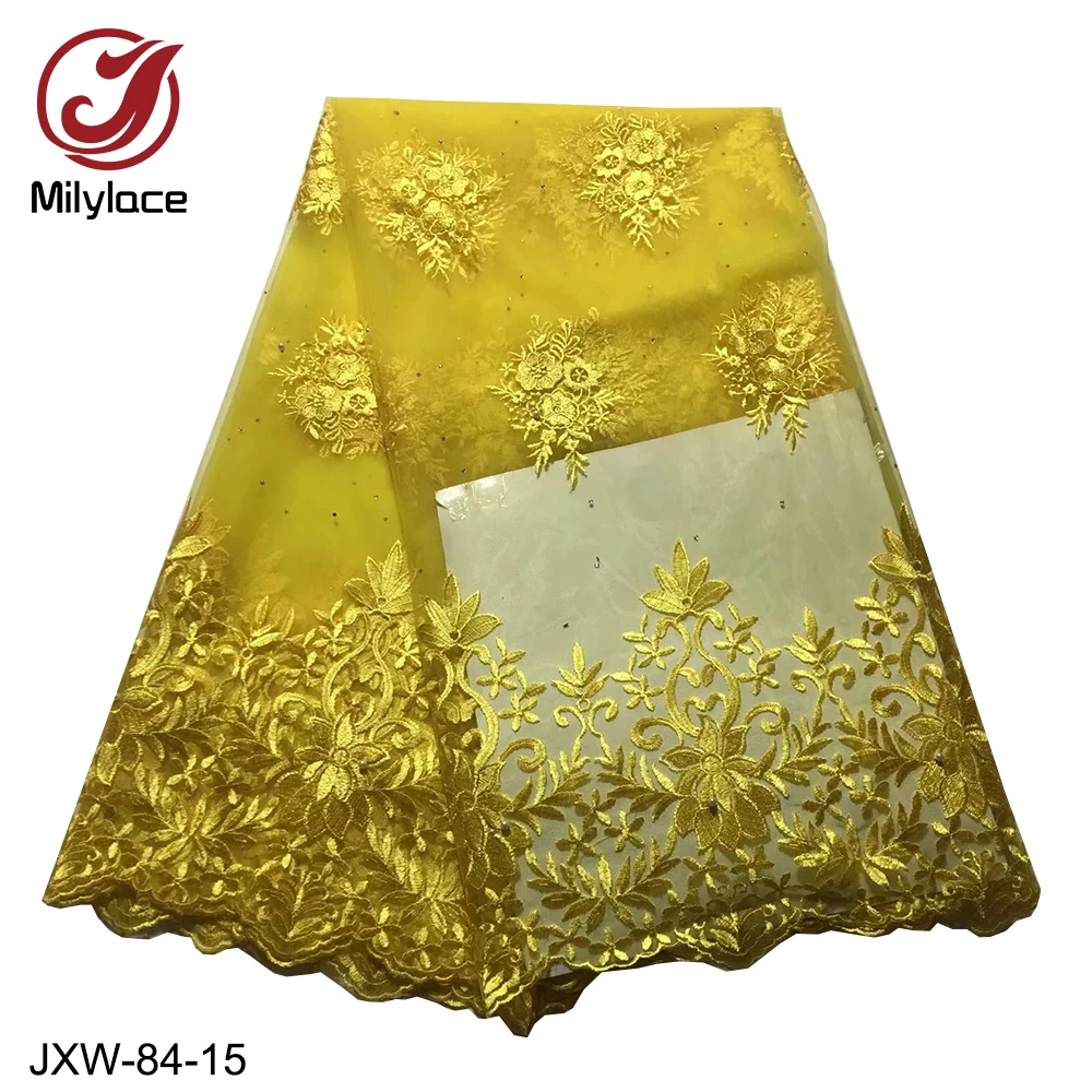

Milylace 2019 French Lace fabric purple floral embroidery mesh lace fabric with stones 5 yards for wedding party dresses JXW-84