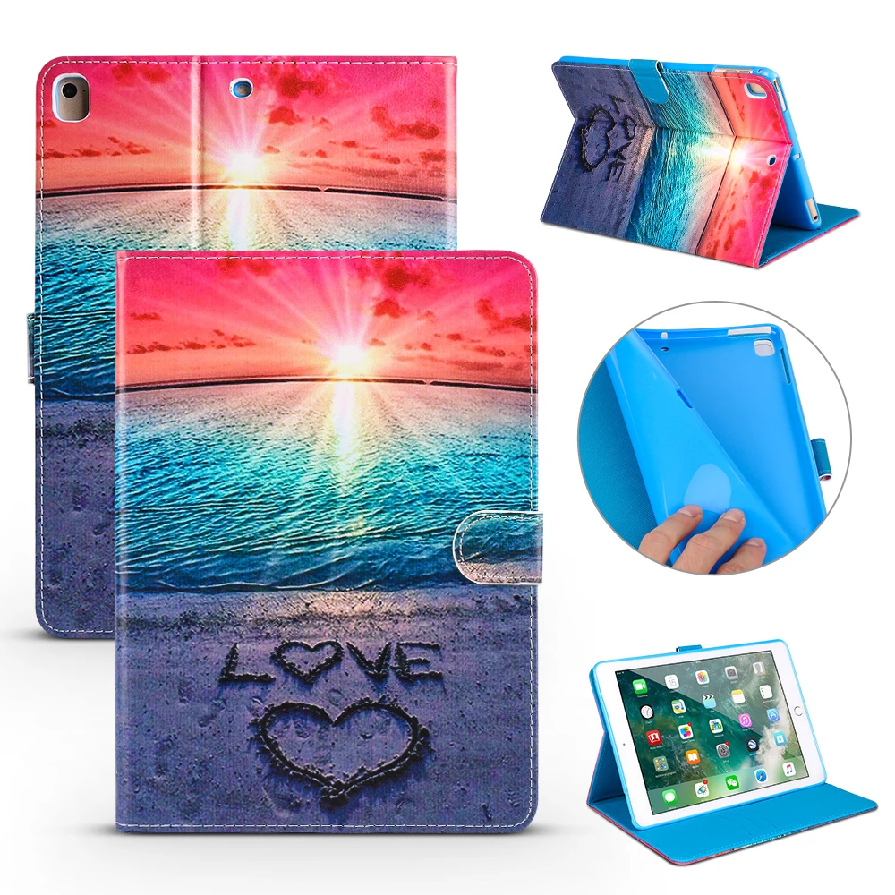 VRLucky для Ipad Mini 1 2 3 4 Чехол Sunrise пляжные узоры Флип Стенд PU кожаный чехол|Чехлы