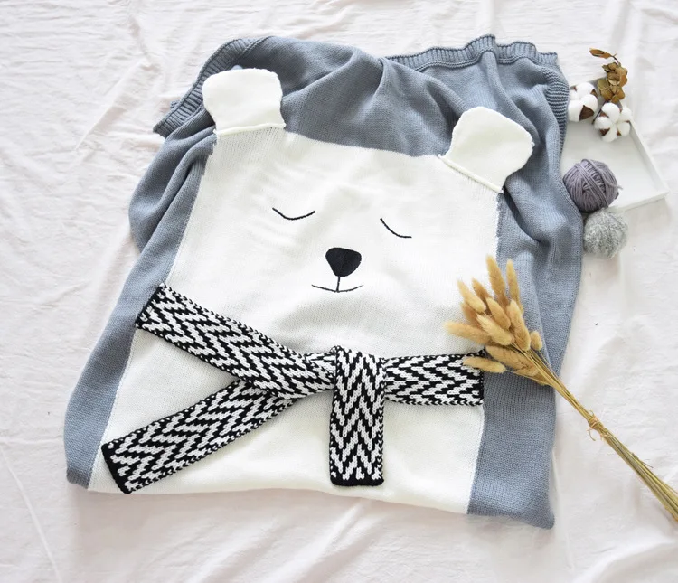 Bear Baby Blanket Knitted Thread Blankets Throw on Sofa Bed For Newborn Kids Children Swaddle Soft Sleeping Mat Bedding Cover |