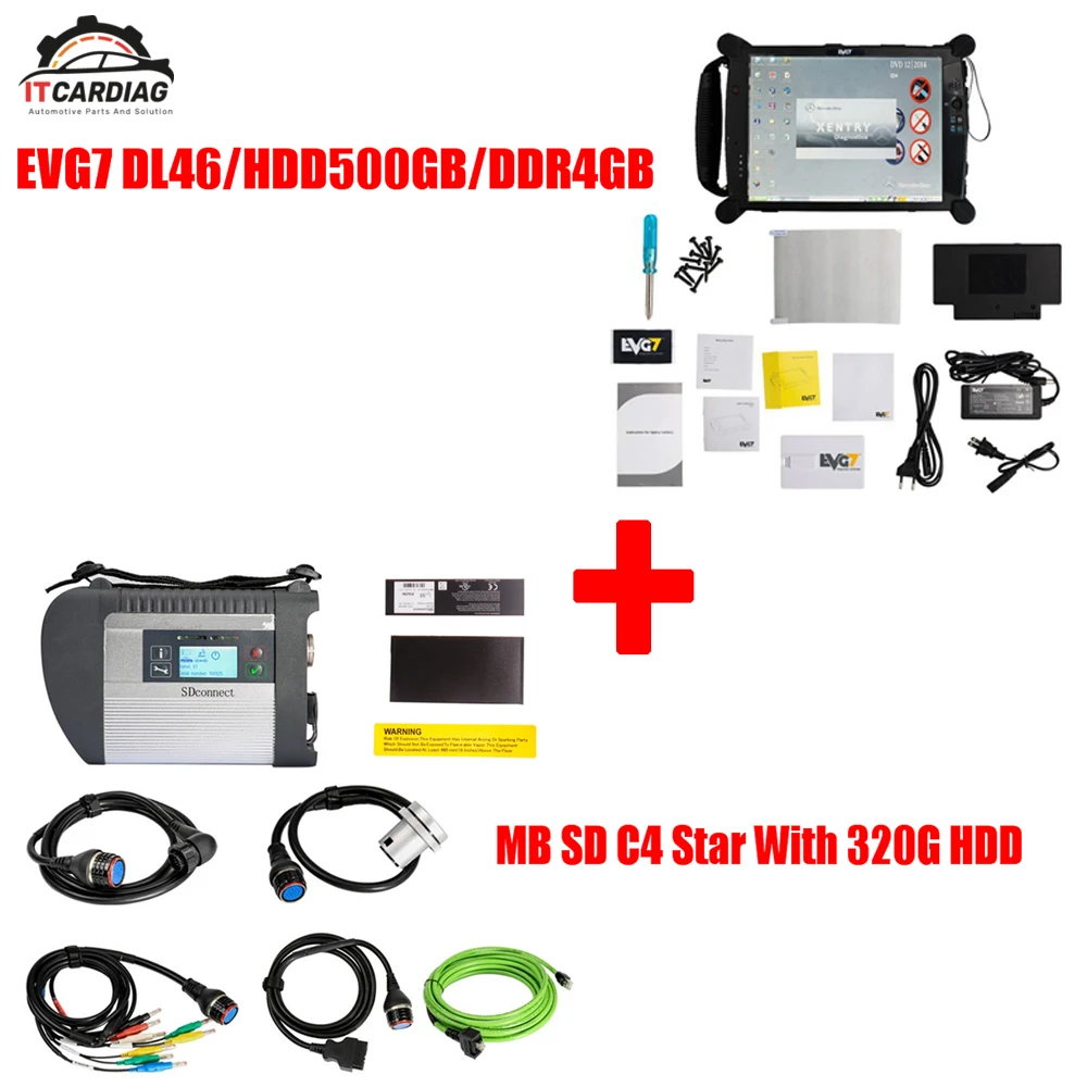 12/ MB Star C4 SD соединяет компактную диагностику с EVG7 планшет диагностический контроллер планшетный ПК с wifi для автомобилей и грузовиков