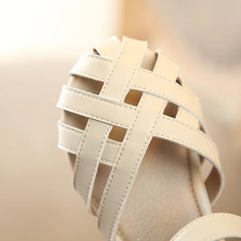 Летние сандалии принцессы для маленьких девочек детская обувь из искусственной