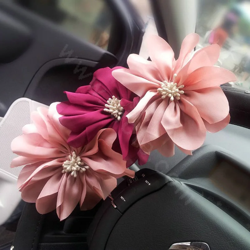 Милый Кристалл Цветы авто чехол рулевого колеса автомобиля кожа горный хрусталь