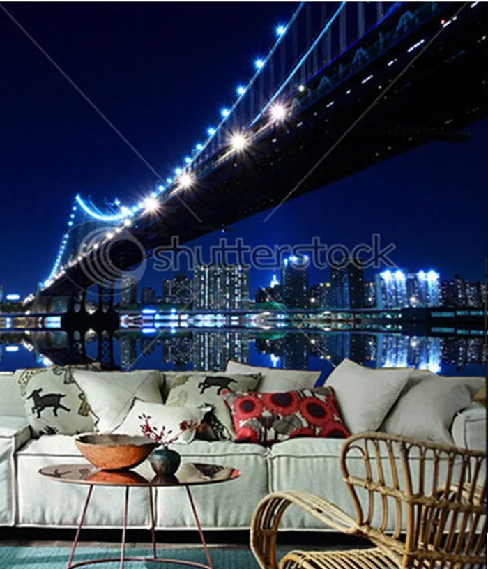 3D фрески на заказ ночные настенные обои с изображением нью йорка и манхэттена для