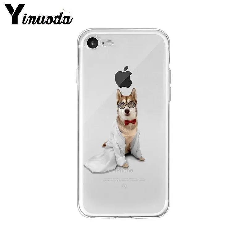 Yinuoda Мягкий чехол из ТПУ с животным волком Хаски собаками щенками для Apple iPhone 8 7 6 6S
