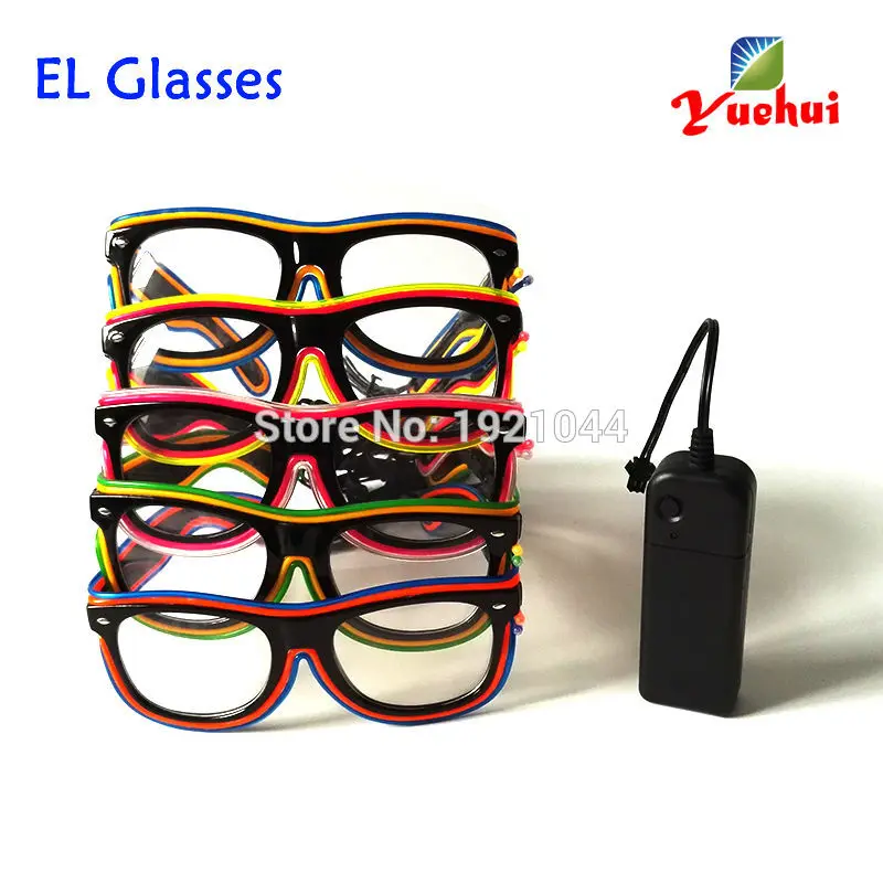 Два цвета мигающий EL провод светодиодные очки неоновая веревка трубка Освещение