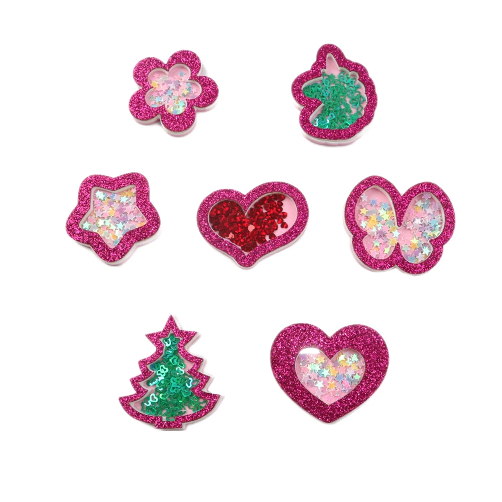 New Christmas Deer Transparent Plastic Resin with Colorful Sequins DIY Make Hair Clip Accessories Craft Handmade Decor,5Yc6894