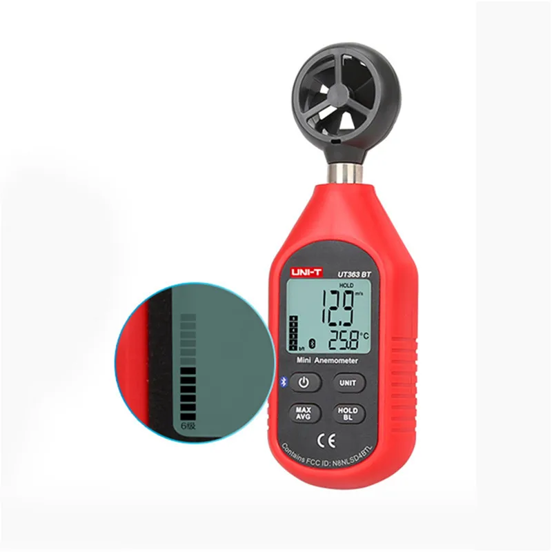 Цифровой Bluetooth измеритель скорости ветра UNI T UT363BT Карманный анемометр измерение