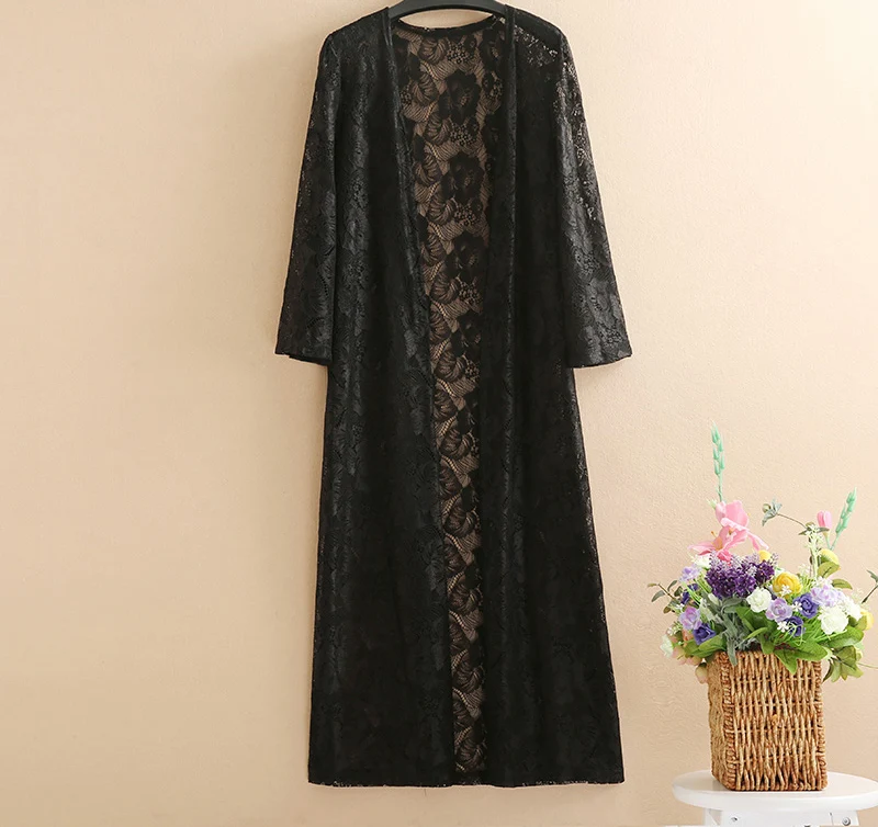 Летние длинные Kimonos женские кружевные платья пляжные туника рубашки большого