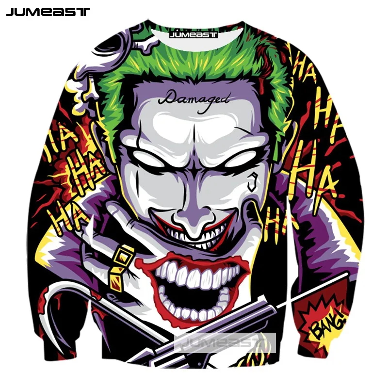 Jumeast 3d Печатный DC Comics Джокер для женщин/мужчин с длинным рукавом Harajuku Хип-Хоп