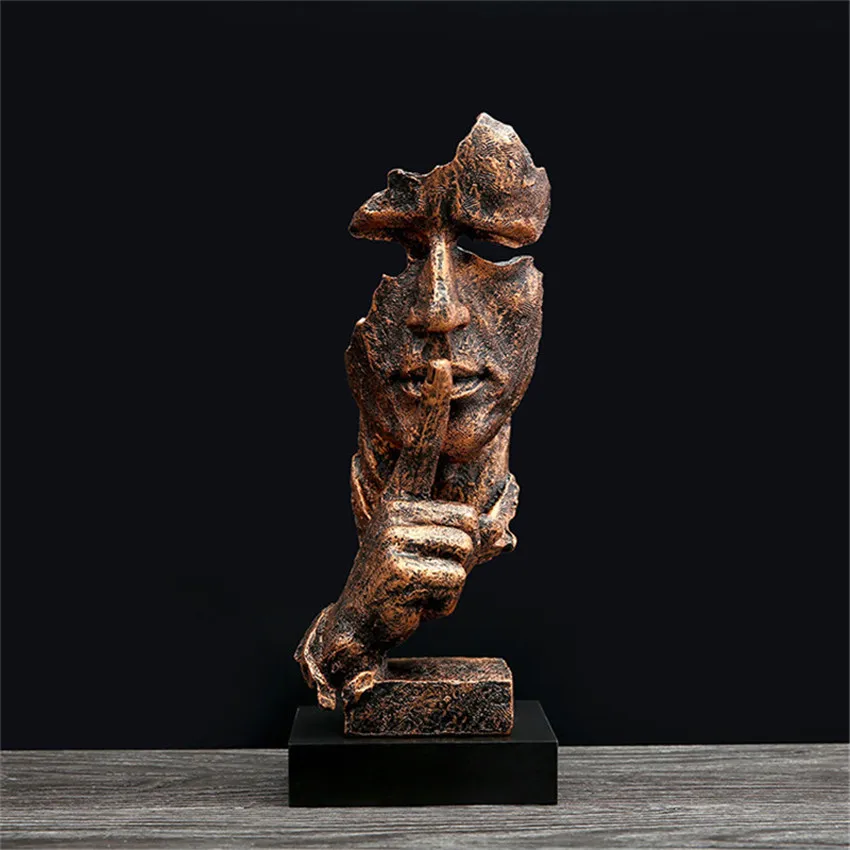 Ретро Смола Thinker статуя ремесла жизни украшения для комнаты тишина золото Thinker скульптура украшения дома аксессуары Подарки