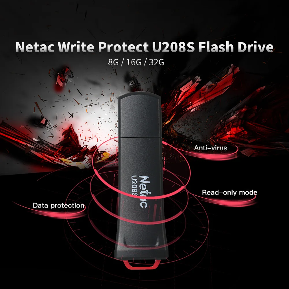 Netac USB 2,0 защищенный от записи 8 ГБ 16 ГБ 32 ГБ USB флеш-накопитель 2,0 Флешка USB флешка U208S U диск зашифрованная память