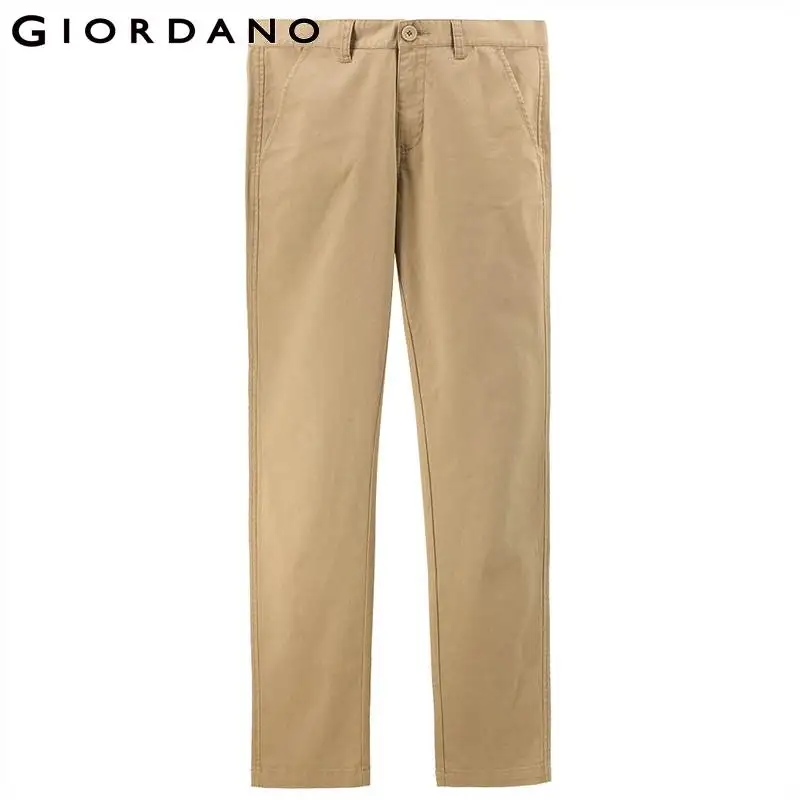 Giordano стрейчевые брюки хаки зауженная версия slim fit выполнены из хлопка и спандекса