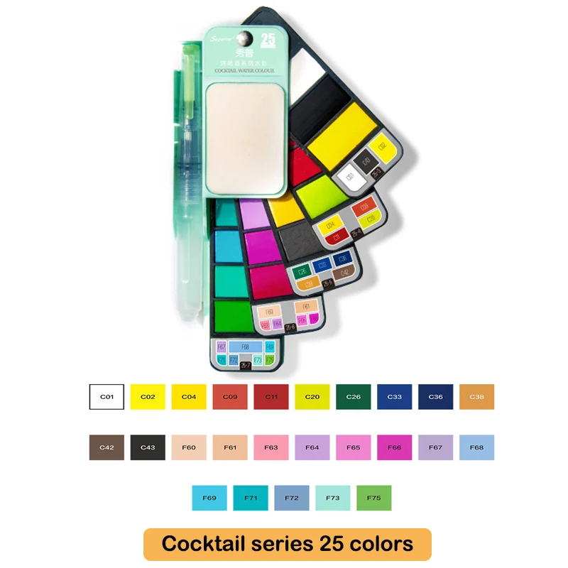 Green 25 colors Улучшенный 18/25/33/42 Цвет однотонные краска на водной основе набор с складной Краски щетка Портативный воды Цвет для татуажа, пигмент для мануального татуажа товары для рукоделия - Цвет: Green 25 colors