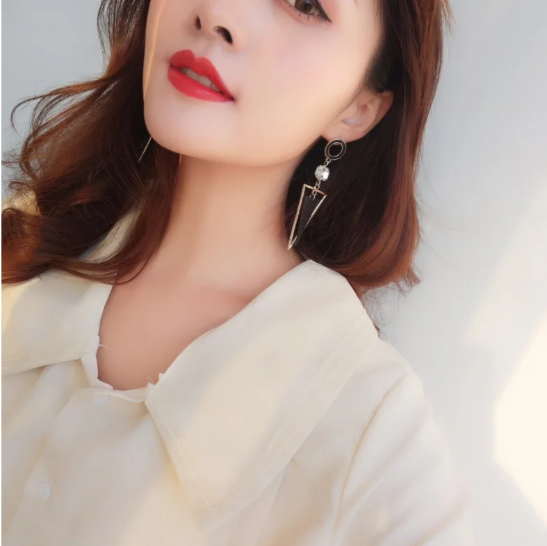 Fashion statement earrings 2018 triangle Geometric For Women Hanging Dangle Earrings Black Drop Earing modern Jewelry | Украшения и
