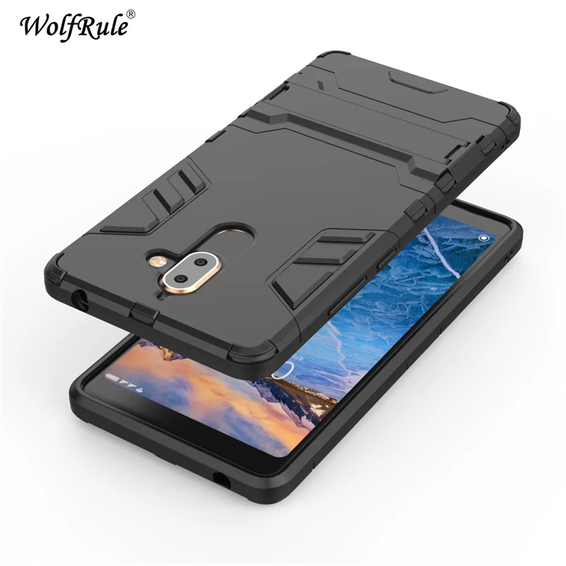 Чехол WolfRule для Nokia 7 Plus мягкий силиконовый + пластиковый чехол с подставкой